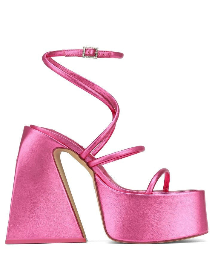 Women's High Platform Square Toe Hollowed Plus Size Locking Buckle Sandals