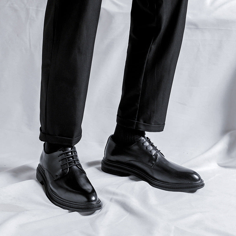Men's Business Suit Inner Height Increasing Black Leather Shoes