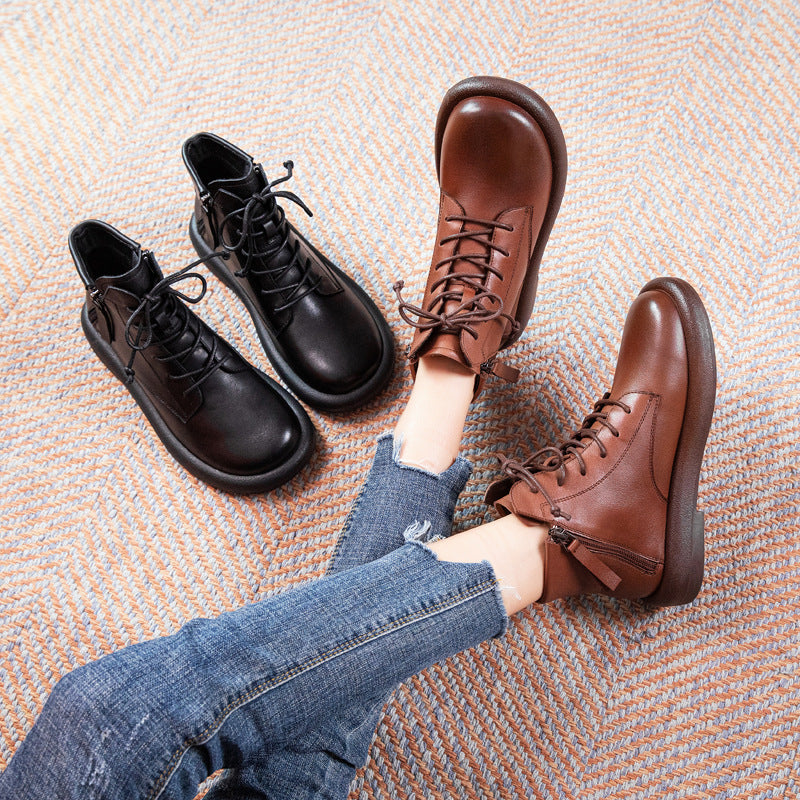 Women's First Layer Cowhide Martin Soft Bottom Surface Boots