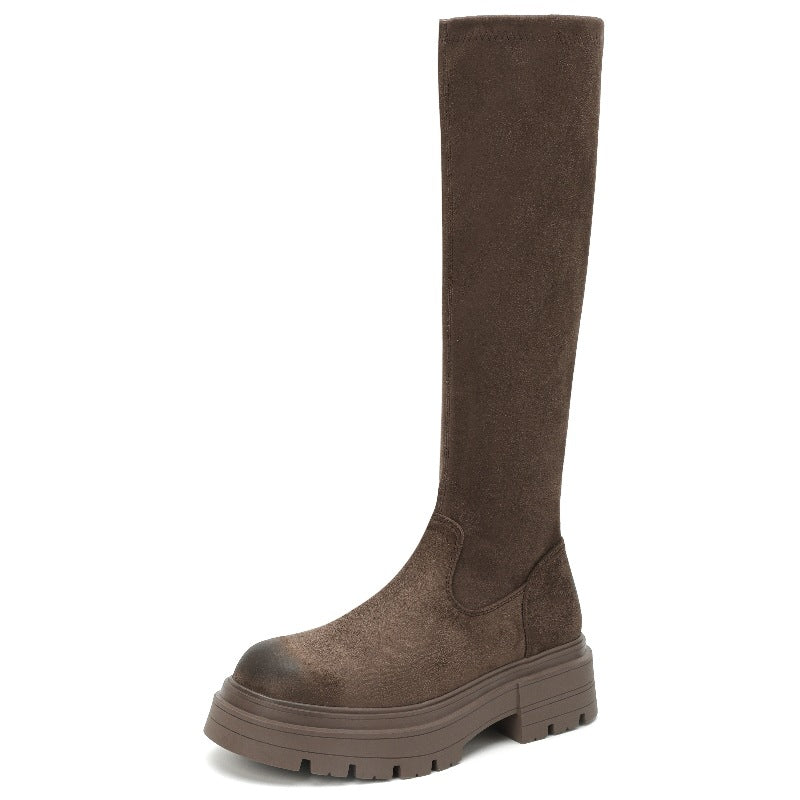 Women's Suede Stretch Height Increasing Insole Long Small Thick Bottom Women's Shoes