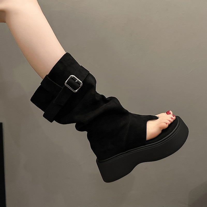 Thick-soled Flip-flops Summer Height Increasing Tube Sandals