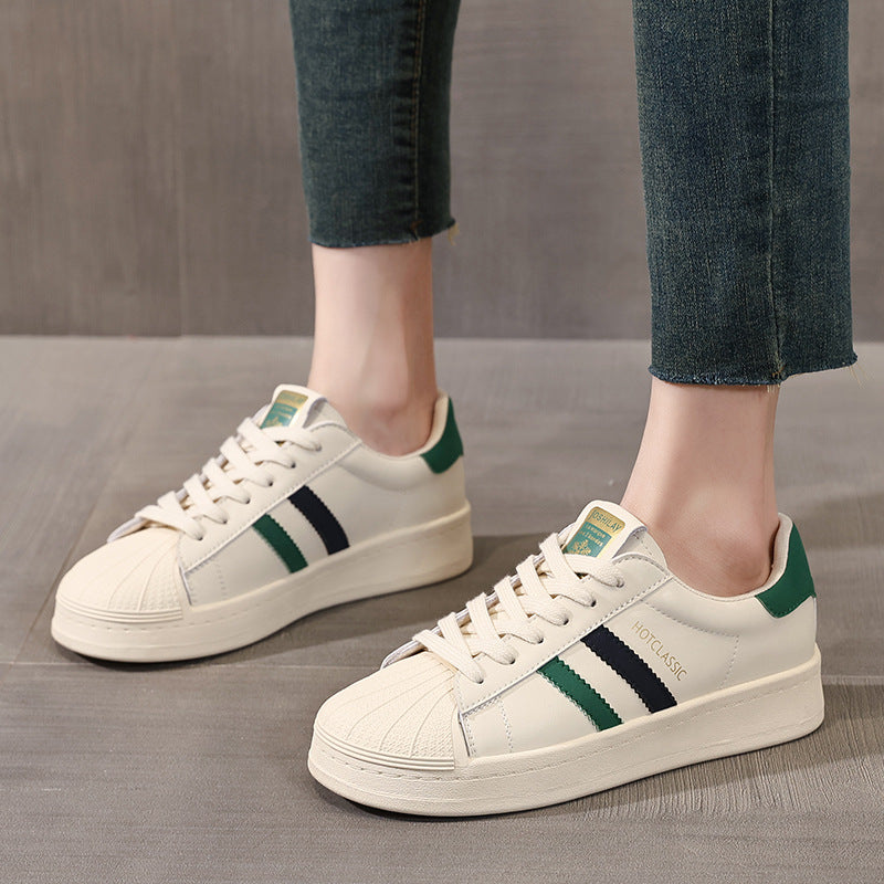 Women's Thick Bottom Shell Head White Spring Lightweight Exercise Women's Casual Shoes