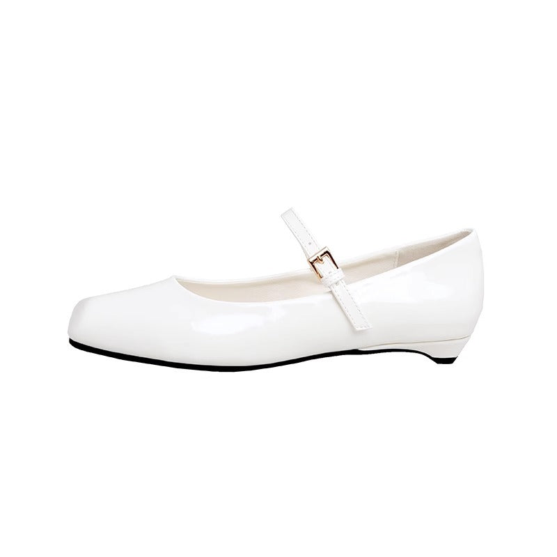Women's Cowhide Version French Retro Square Head Buckle Mary Jane Women's Shoes