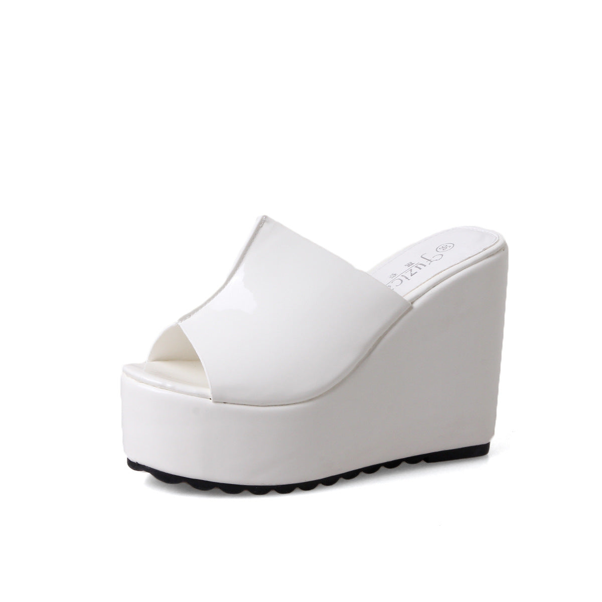 Women's Wedge Thick-soled Pink Patent Platform High Sandals