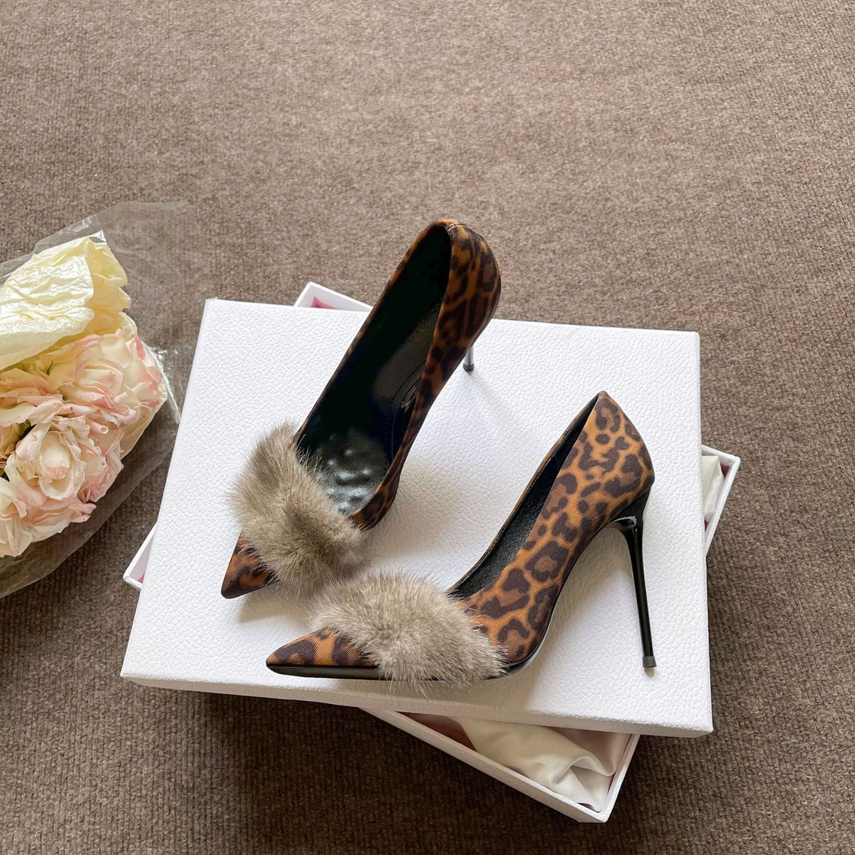 Women's Pointed High Stiletto Slip-on Shallow Mouth Mink Women's Fashion Shoes