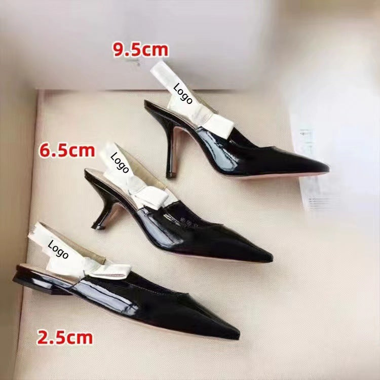 Women's Summer Stiletto Pointed Toe Kitten Closed Back Heels