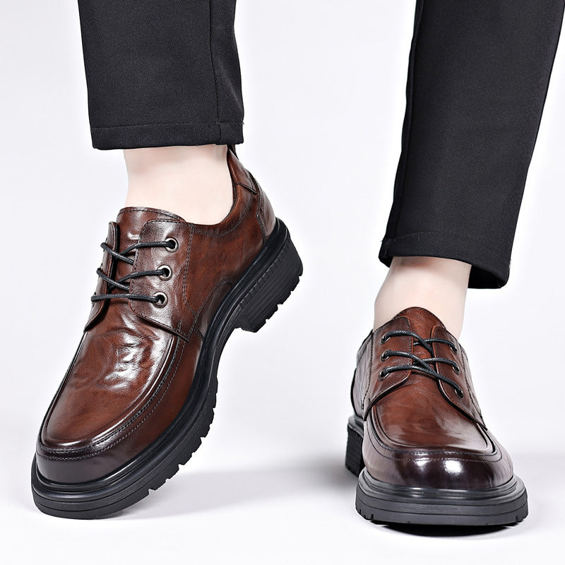 Men's Spring Breathable British Business Derby Leather Shoes
