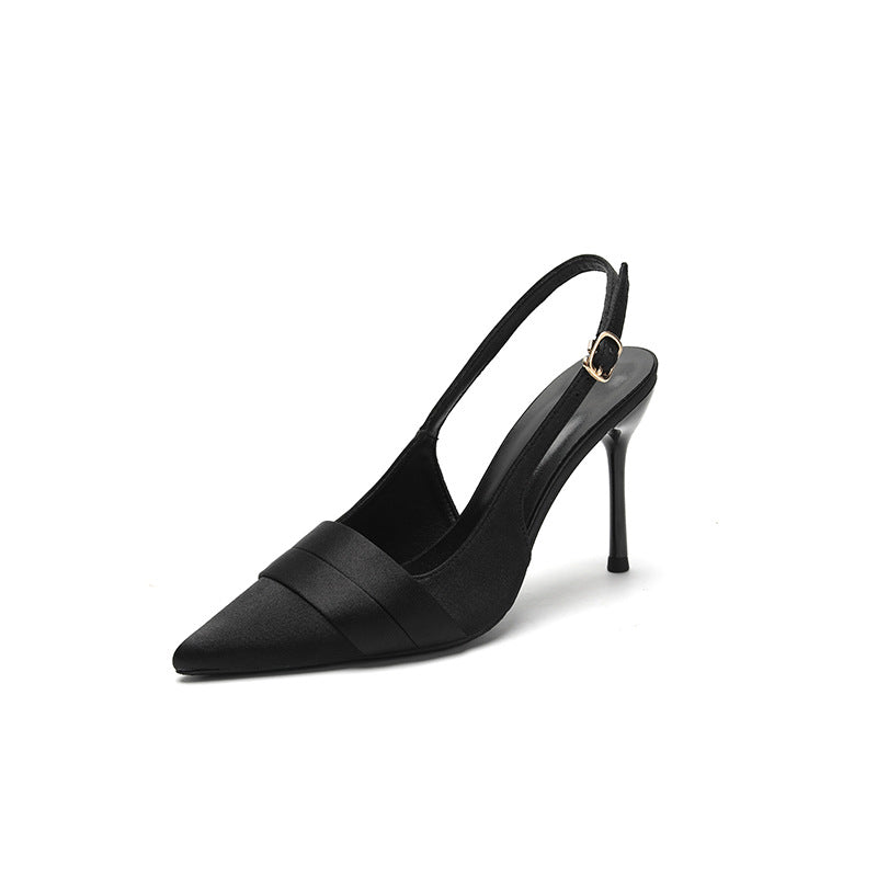 Stiletto Purple Closed Toe Fairy Satin French Style Heels