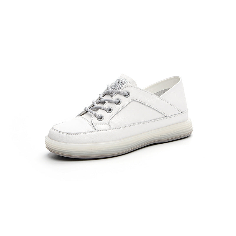 Women's Invisible Elevated Top Layer Cowhide Round Casual Shoes