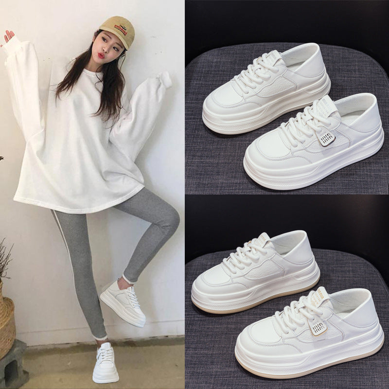Women's White Spring Thick-soled Two-way Wear Breathable Women's Casual Shoes