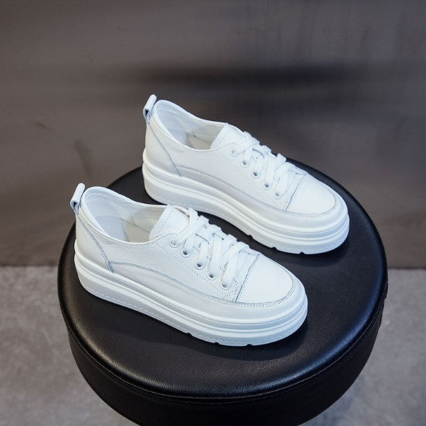 Women's White Spring Height Increasing Insole Platform Women's Sports Shoes