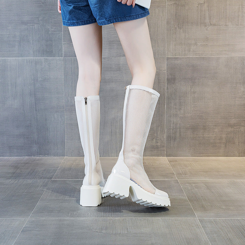 Women's Thin Mesh Hollow Summer Long Hole Boots