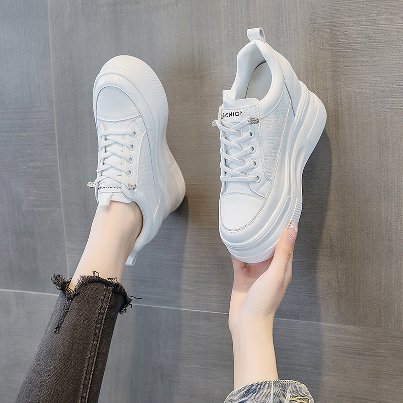 Women's Hidden Platform Korean Fashionable Popcorn White Heels