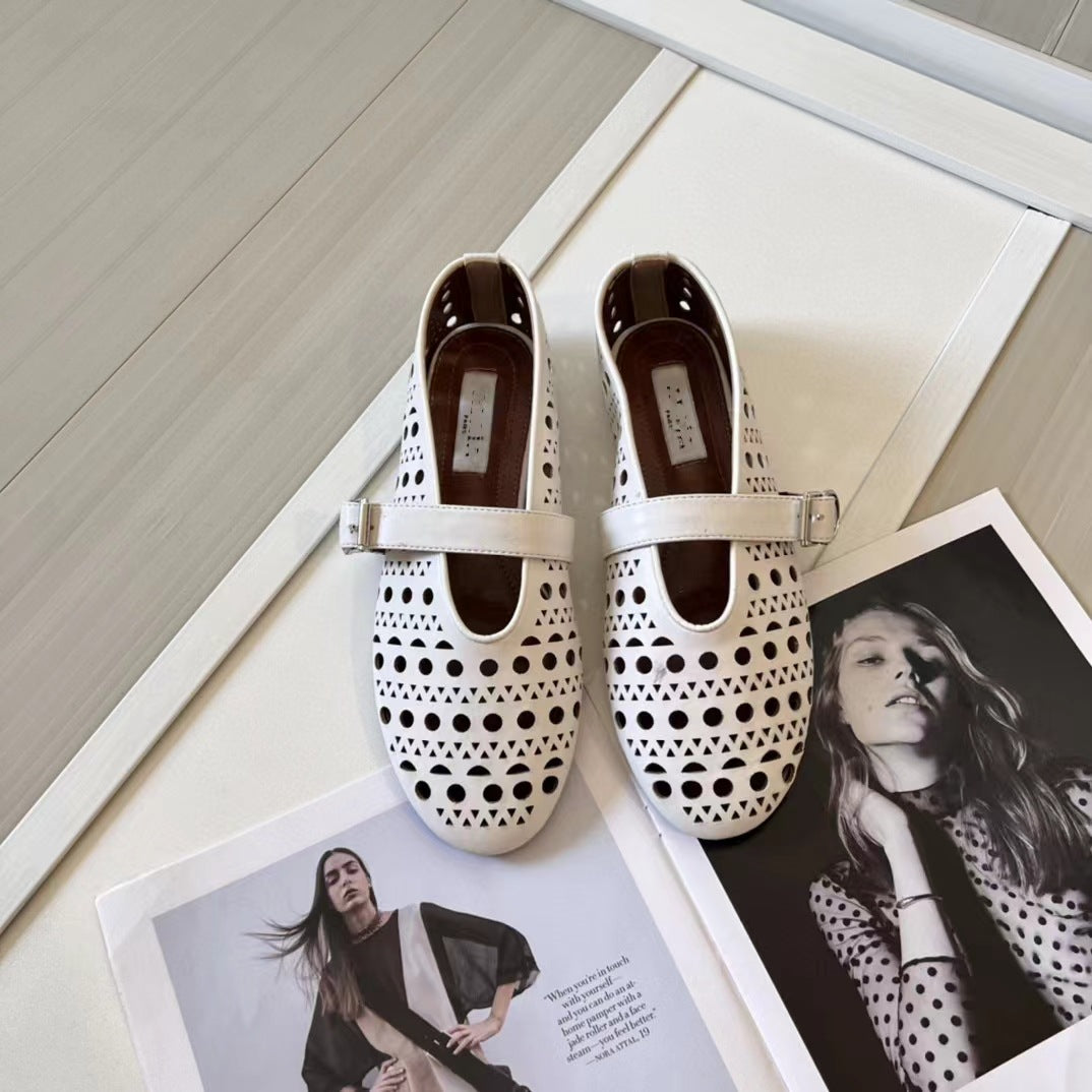 Summer Buckle Ballet Full Diamond Flat Women's Shoes