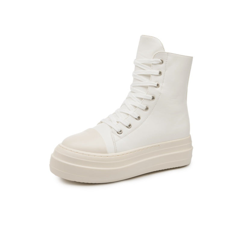 Women's Platform Side Zip Lace Up Increased Casual Shoes