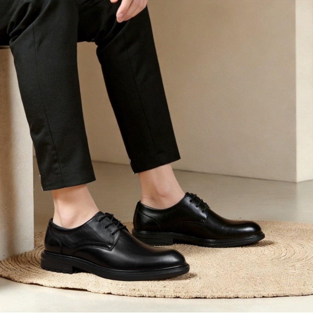 Men's Formal Wear Commuter Derby Round Toe Low-cut Leather Shoes