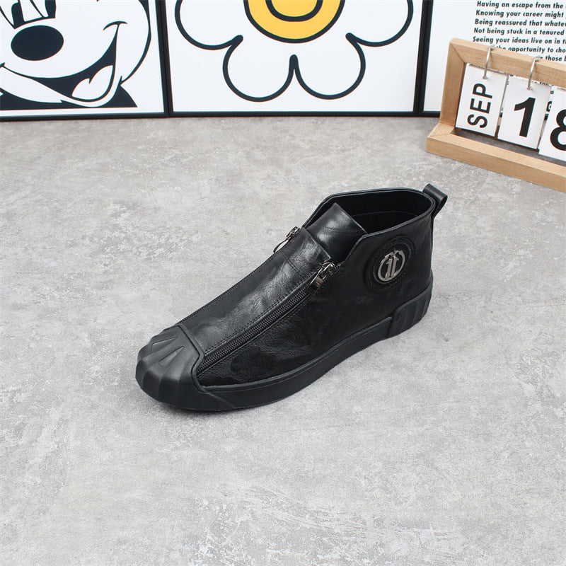 Men's Pumps Zipper Fleece-lined Warm Slugged Bottom Flat Sneakers