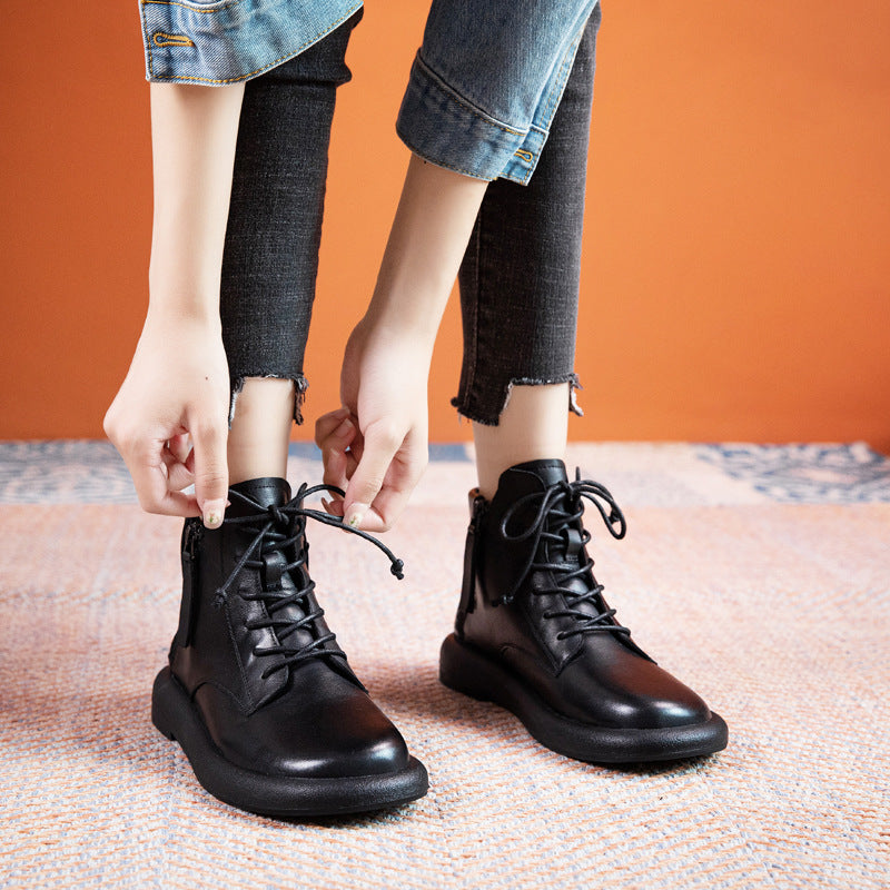 Women's First Layer Cowhide Martin Soft Bottom Surface Boots