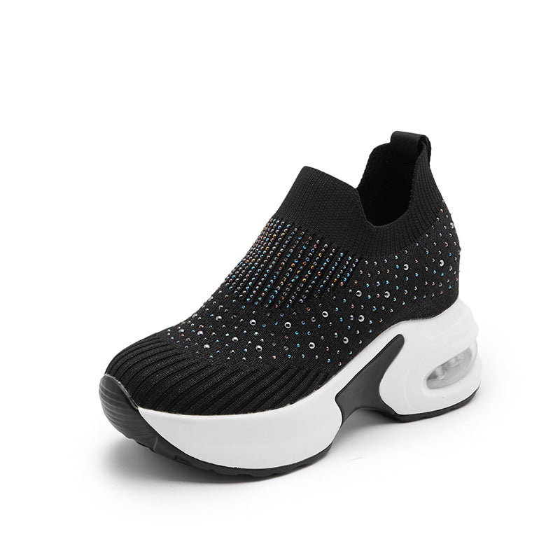 Women's Shallow Mouth Flying Woven Breathable Mesh Platform Casual Shoes