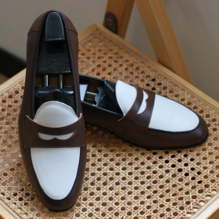 Men's Layer Cowhide British Soft Bottom Business Suit Summer Loafers