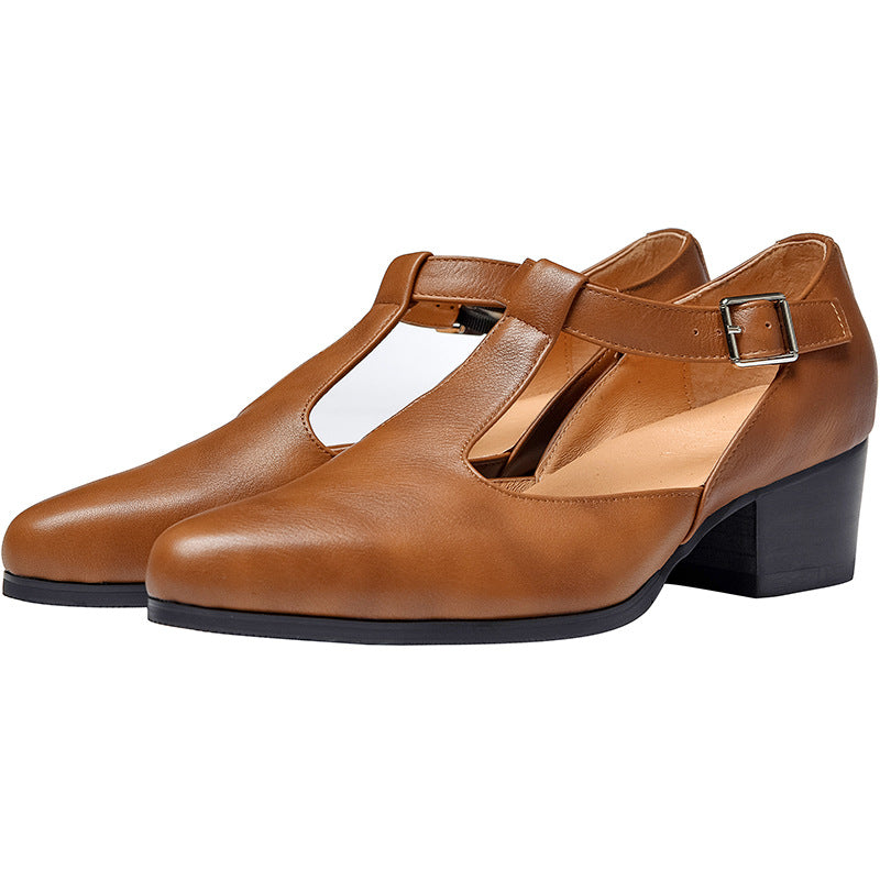 Men's First Layer Cowhide Pointed Summer Breathable Sandals