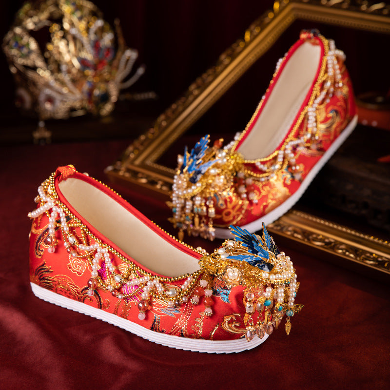 Forever Red Wedding Ancient Style Chinese Canvas Shoes