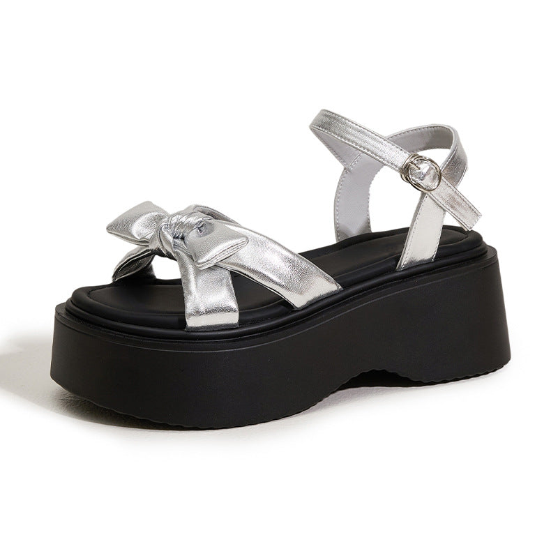 Women's For Summer Wear Fashionable Elevator Bow Sandals