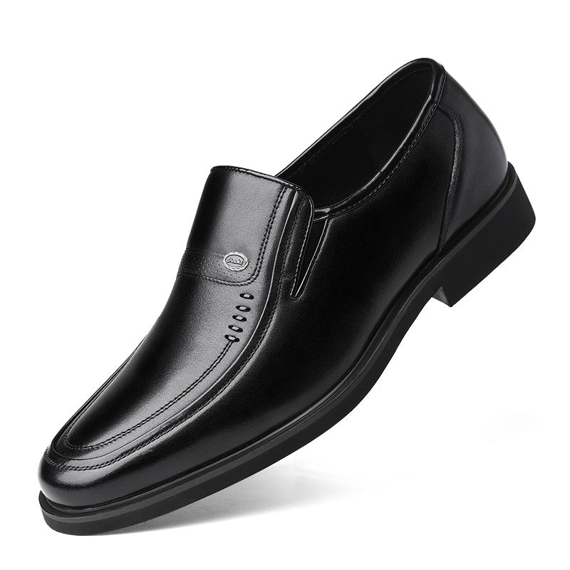 Men's Business Formal Wear Dad Cowhide Slip-on Leather Shoes