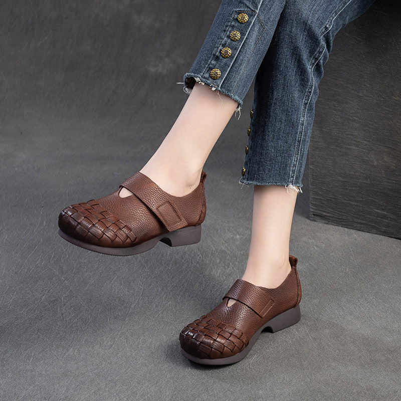 Women's First Layer Cowhide Retro Commuter Comfortable Casual Shoes