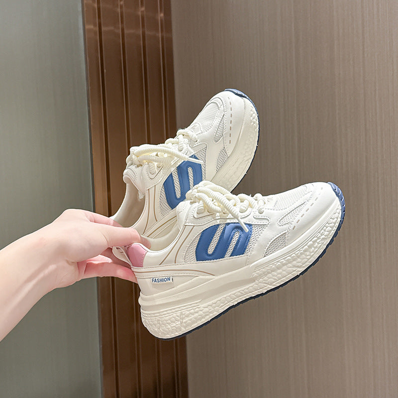Women's Mesh Breathable Clunky Soft Bottom Platform Sneakers