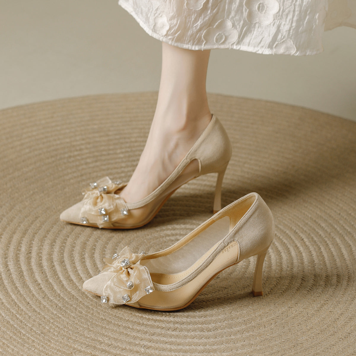 Women's Pumps Summer Dress Bow Gentle Fairy Lady Style Women's Fashion Shoes