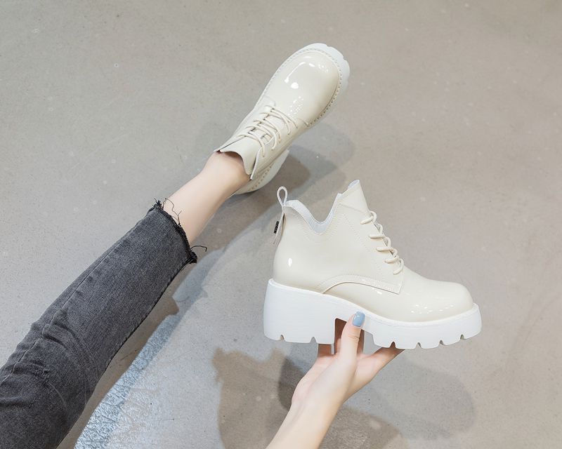 Women's Chunky Platform Height Increasing British Style Martin Versatile Boots