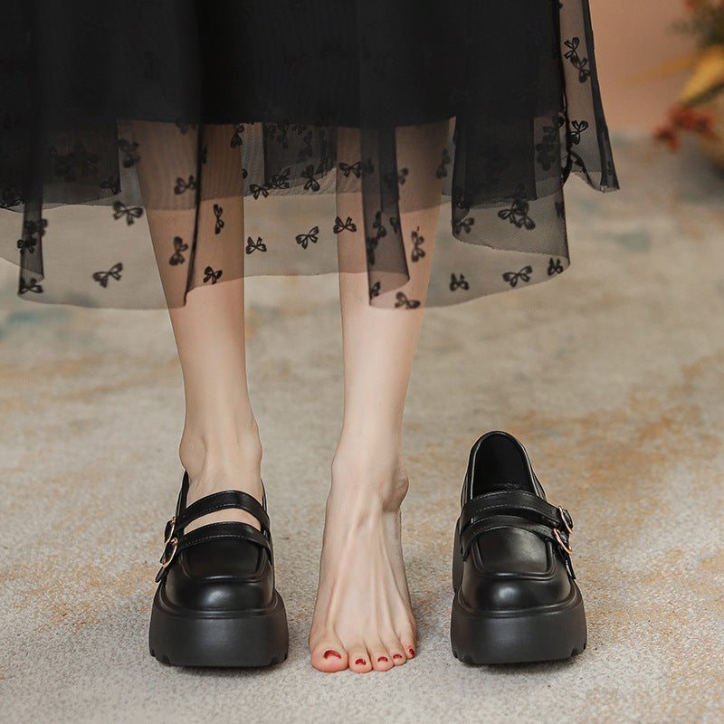 Women's Increasing Insole Platform Chunky High Mary Loafers