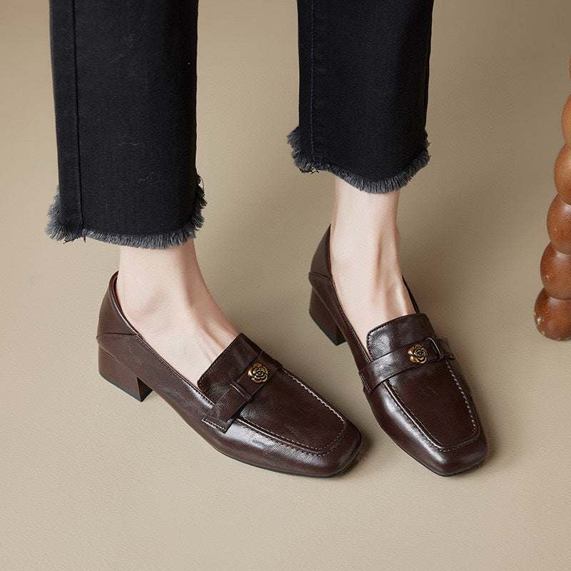 Women's Square Toe Pumps Spring British Style Loafers