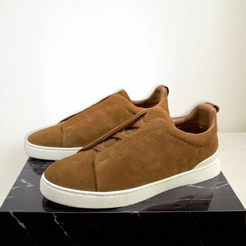 Men's Round Head Black Slip-on Breathable Lightweight Sneakers