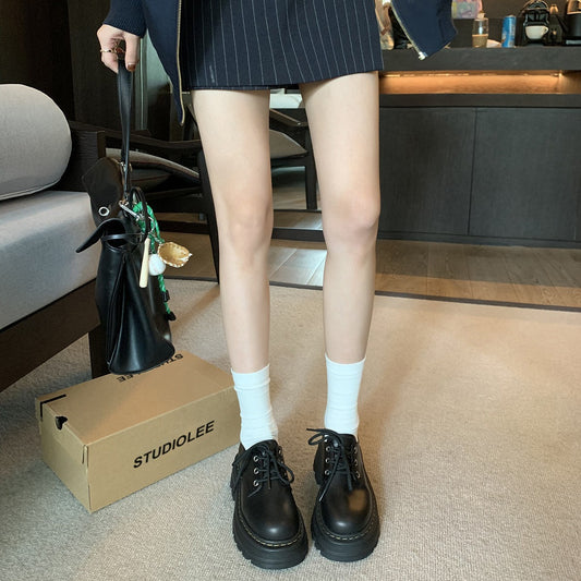 Style Lace Up Increased Chunky Platform Derby Loafers