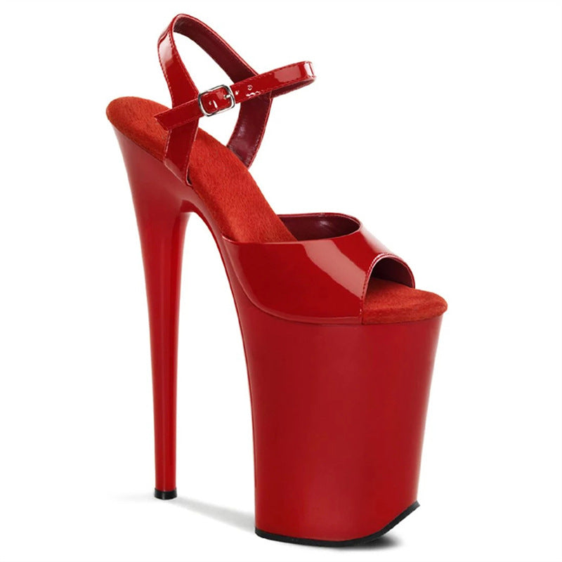 Black Strip Plus Size Fashion Stiletto Sandals