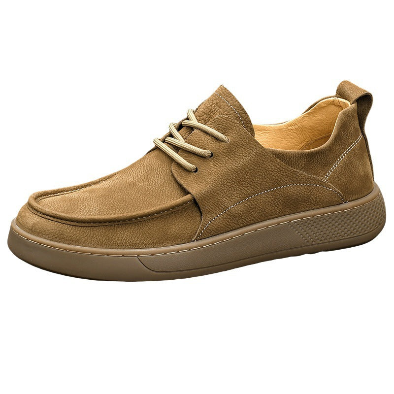 Men's Cowhide Soft Bottom Retro Style Versatile Men's Casual Shoes