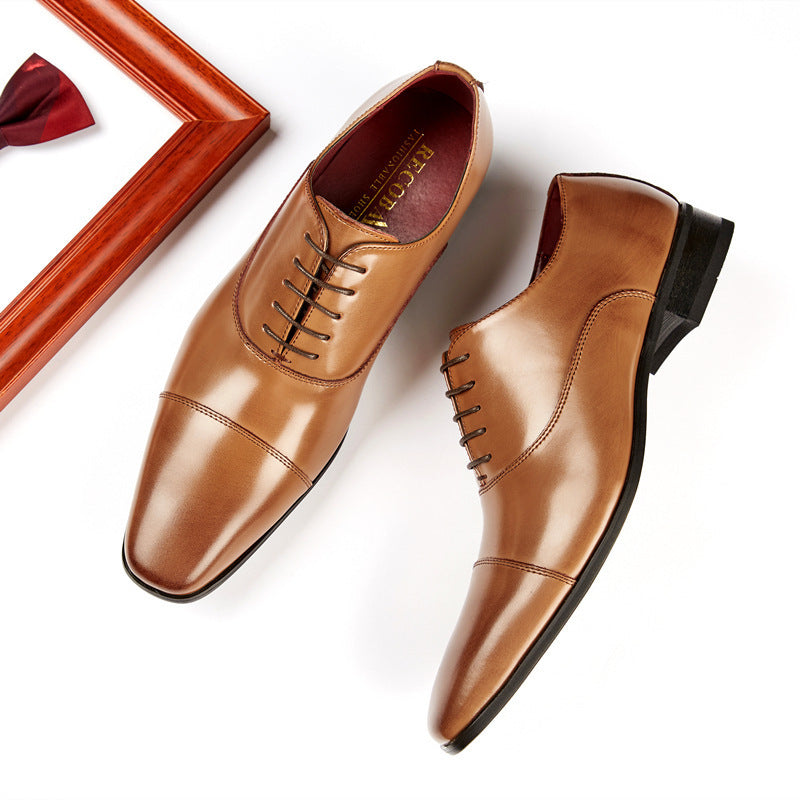 Men's Style Formal Wear Square Toe Wedding Men's Business Leather Shoes