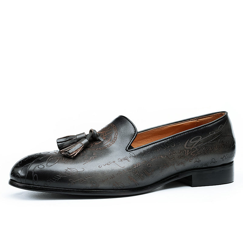Men's Handmade British Tassel Business One Pedal Loafers