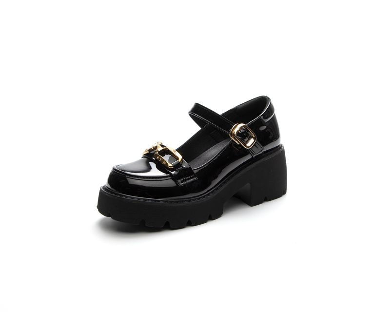 Women's Thick-soled Small Versatile Slip-on Retro British Heels