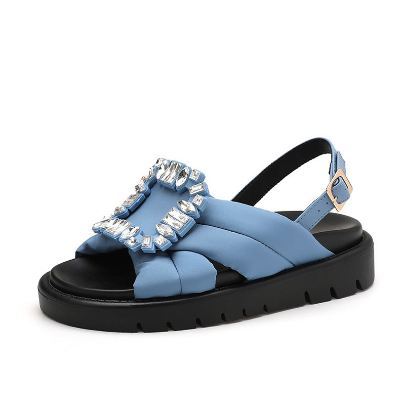 Women's Buckle Flat Platform Genuine Fashion Fashionable Sandals