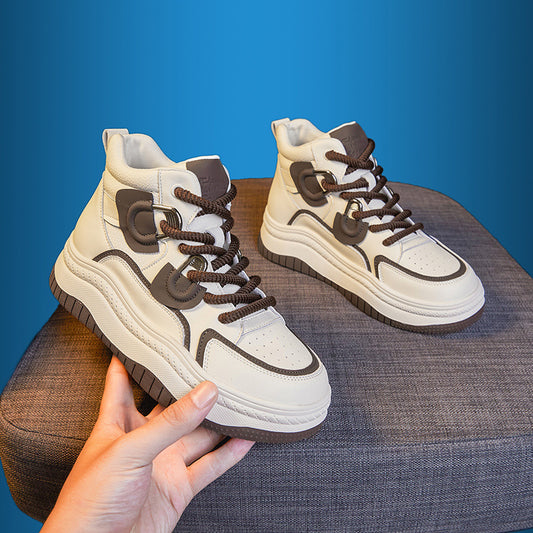 Women's Stylish White Platform Board Fashion Sneakers