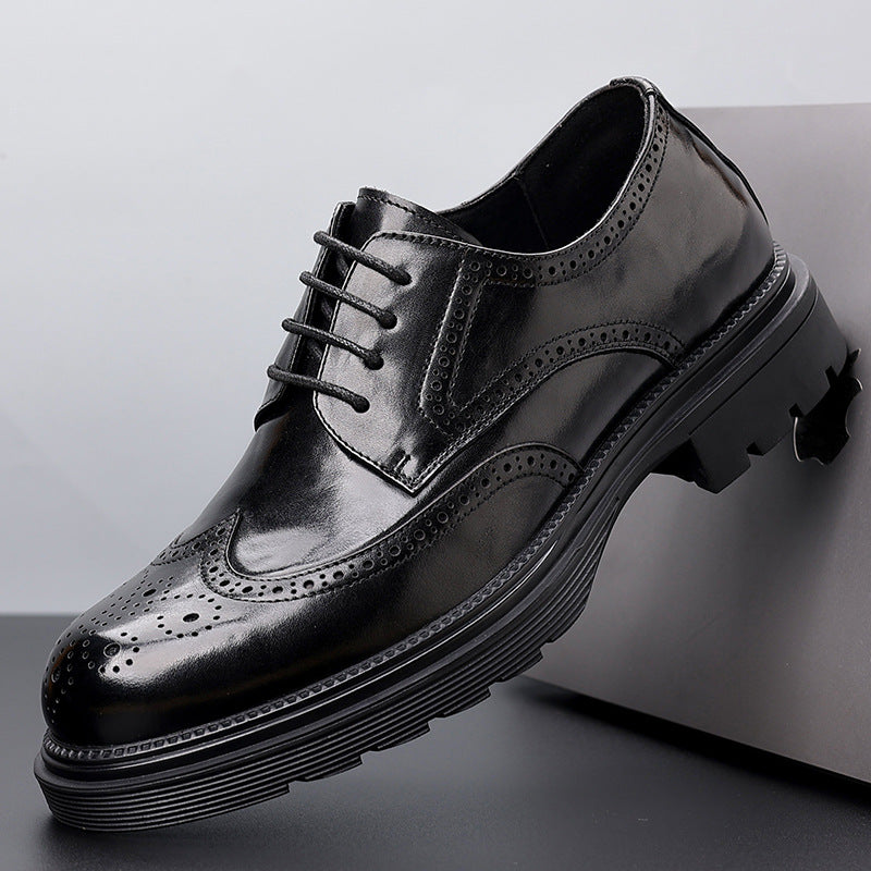 Men's Genuine Formal Brogue High-grade British Style Platform Suit Large Men's Business Leather Shoes