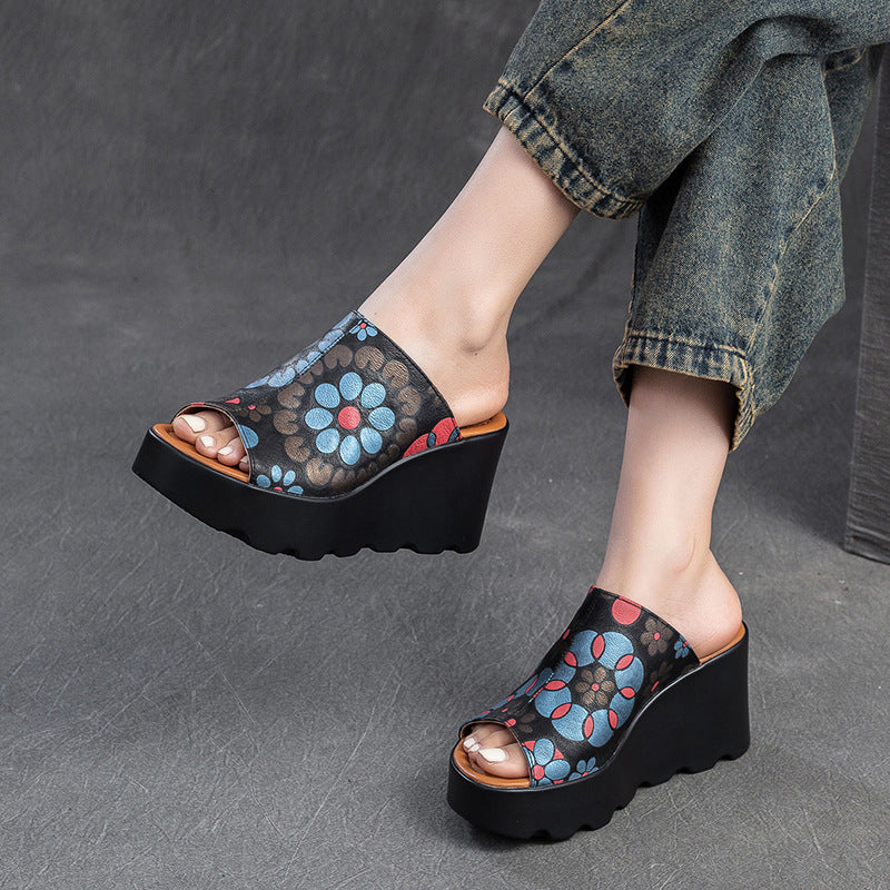 Toe Outdoor Fashion National Style Printed Slippers