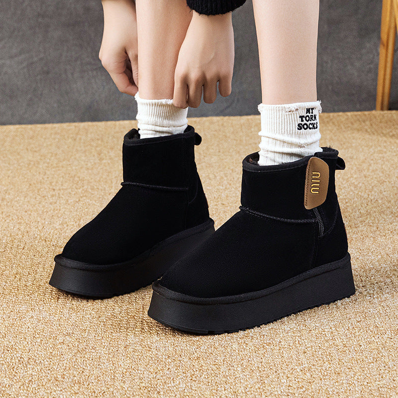 Women's Genuine Height Increasing Insole High Small Snow Boots