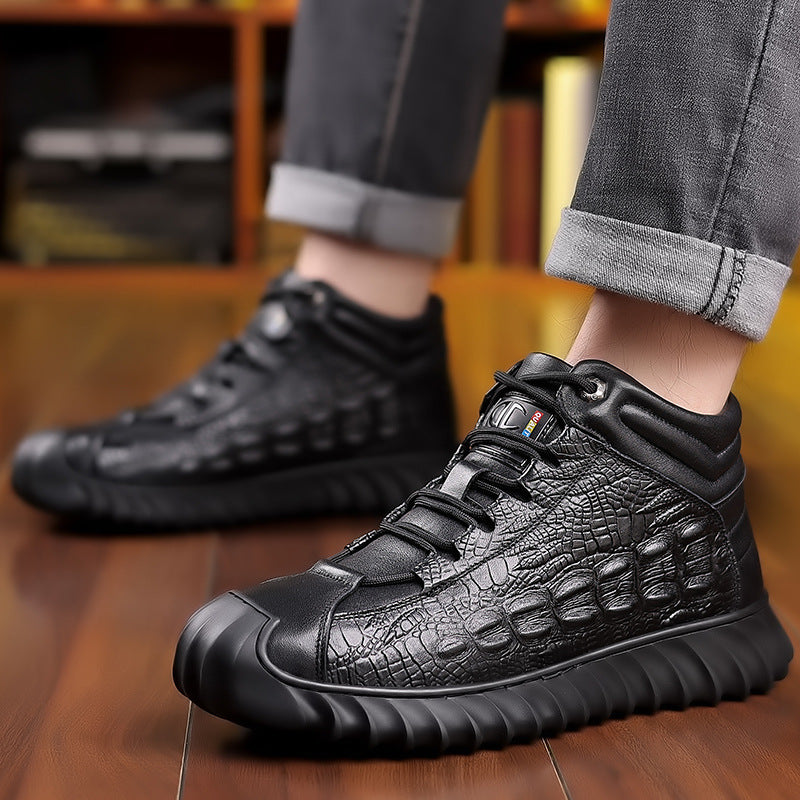 Men's Wool Cotton Outdoor Fleece-lined Northeast China Warm Leather Shoes
