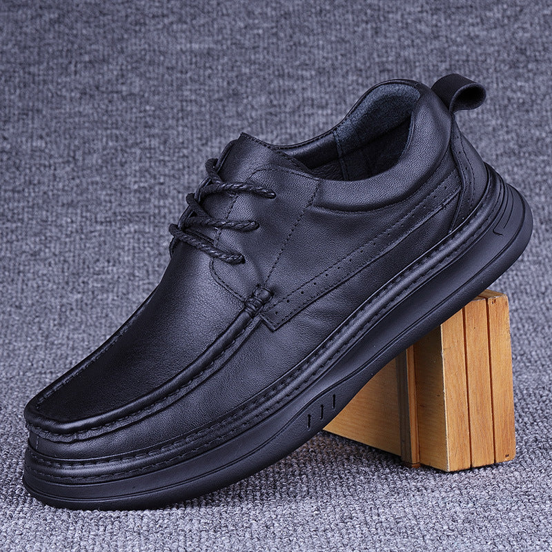 Men's Genuine First Layer Cowhide Solid Platform Plus Veet Stitching Men's Casual Leather Shoes