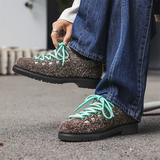 British Style Round Head Suede Derby Thick Casual Shoes