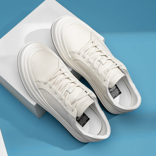 Men's White Breathable Board Summer Platform Versatile Sneakers